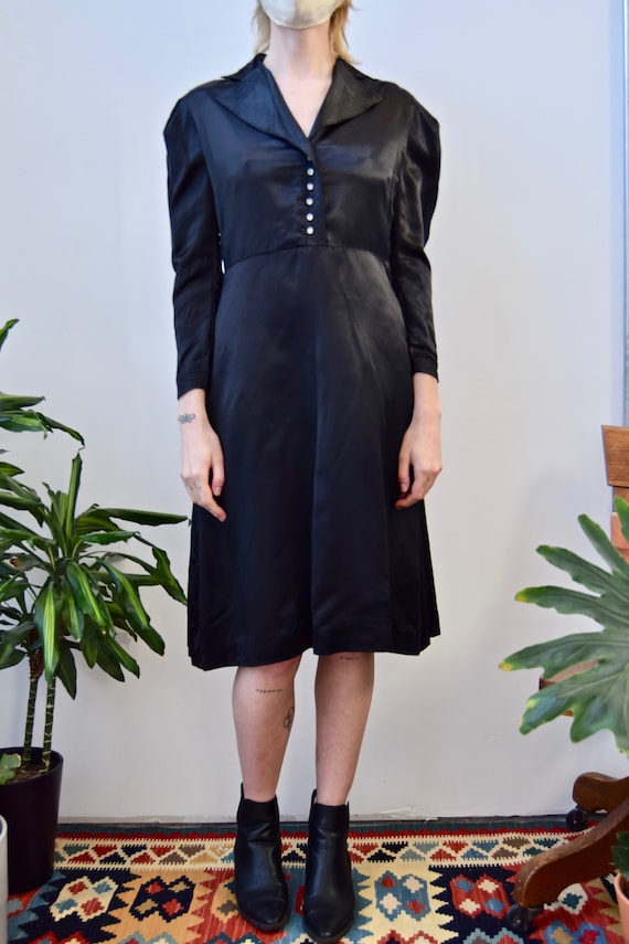 Vintage 1940's Satin Puff Sleeve Dress