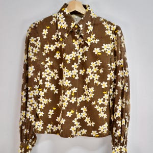 Vintage 60s/70s Thick Cotton Floral Blouse
