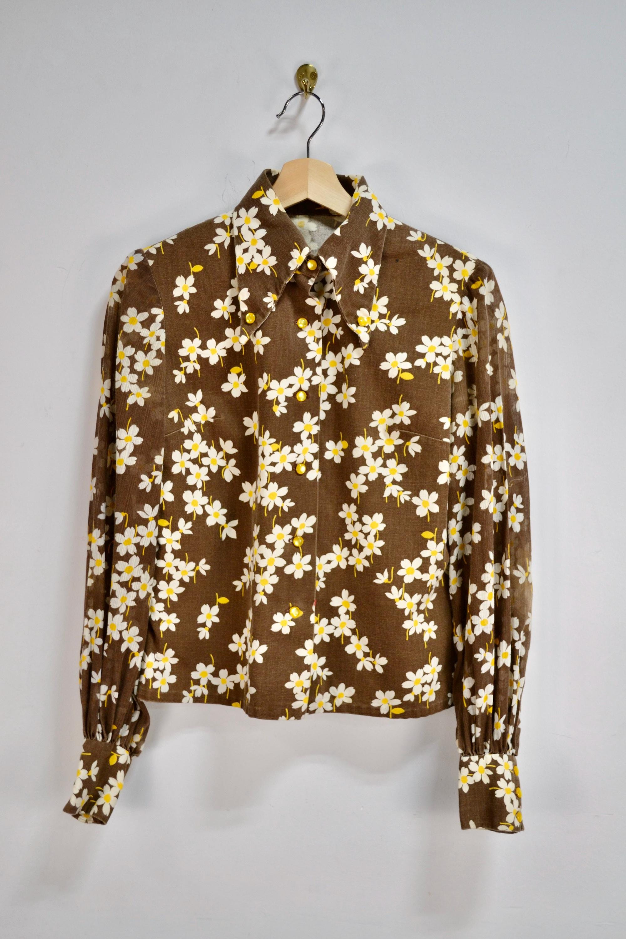 トップス 1970's LANVIN flower print blouse 1970s Lanvin Floral Blouse
