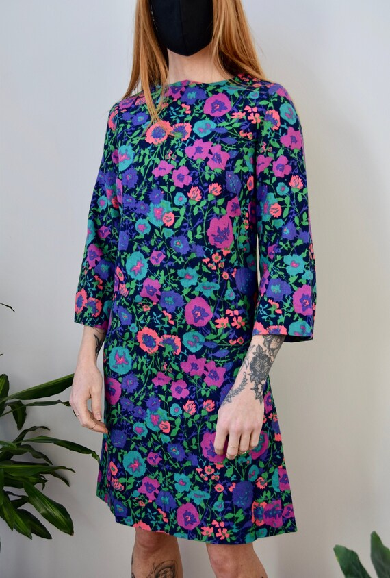 Vintage 1960's Vibrant Floral Dress