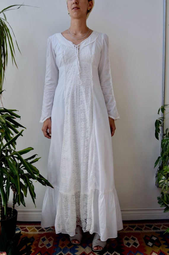 Gunne Sax White Cotton Renaissance Gown