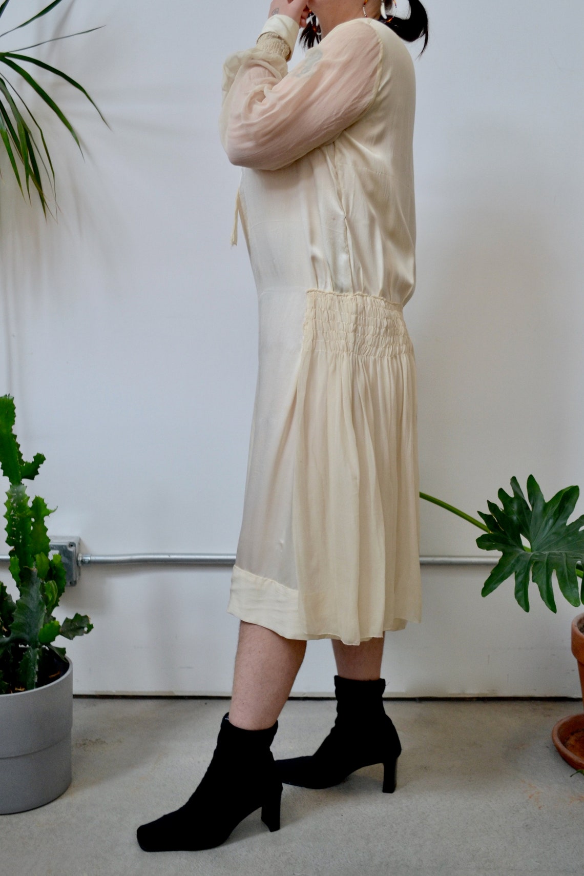 Antique Cream Silk Shift Dress - Etsy