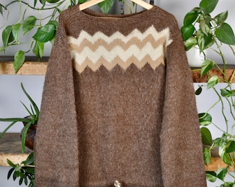 Vintage Charlie Brown Fair Isle Zick Zack Strick Pullover - Größe S/M