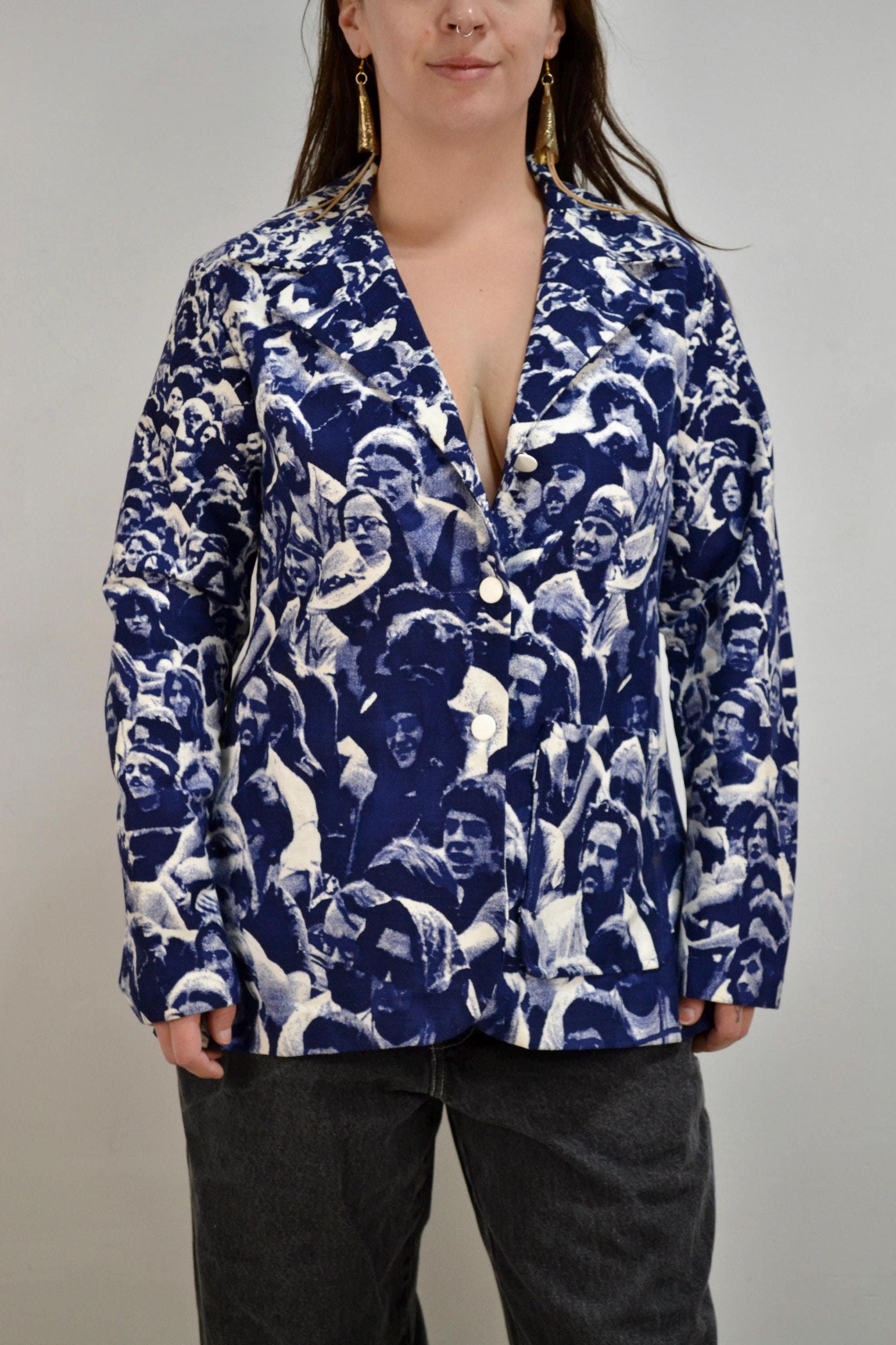 Super Rare 60s/70s Woodstock Crowd Photo Allover Print Blazer - Etsy