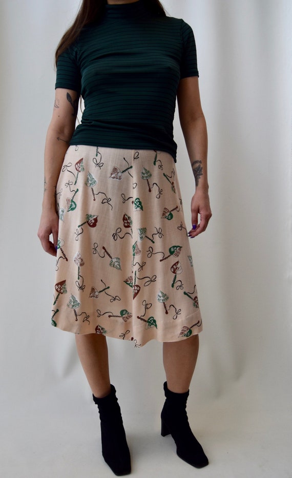 1940's Spinning Top Novelty Print Skirt