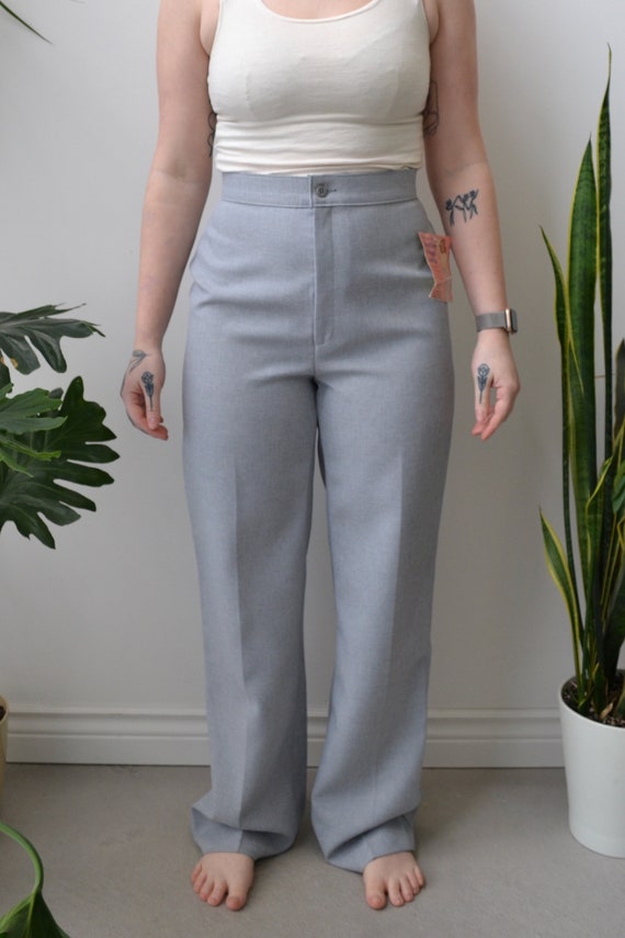 Seventies Deadstock Levi Grey Poly Trousers - image 1
