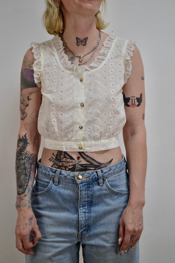 Debardeur broderie anglaise sale