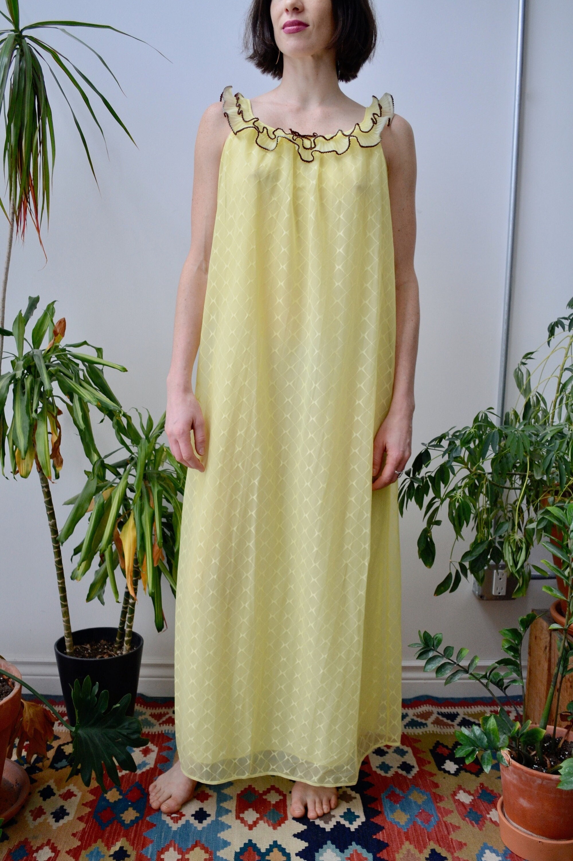 Sixties Yellow Nylon Nightgown 