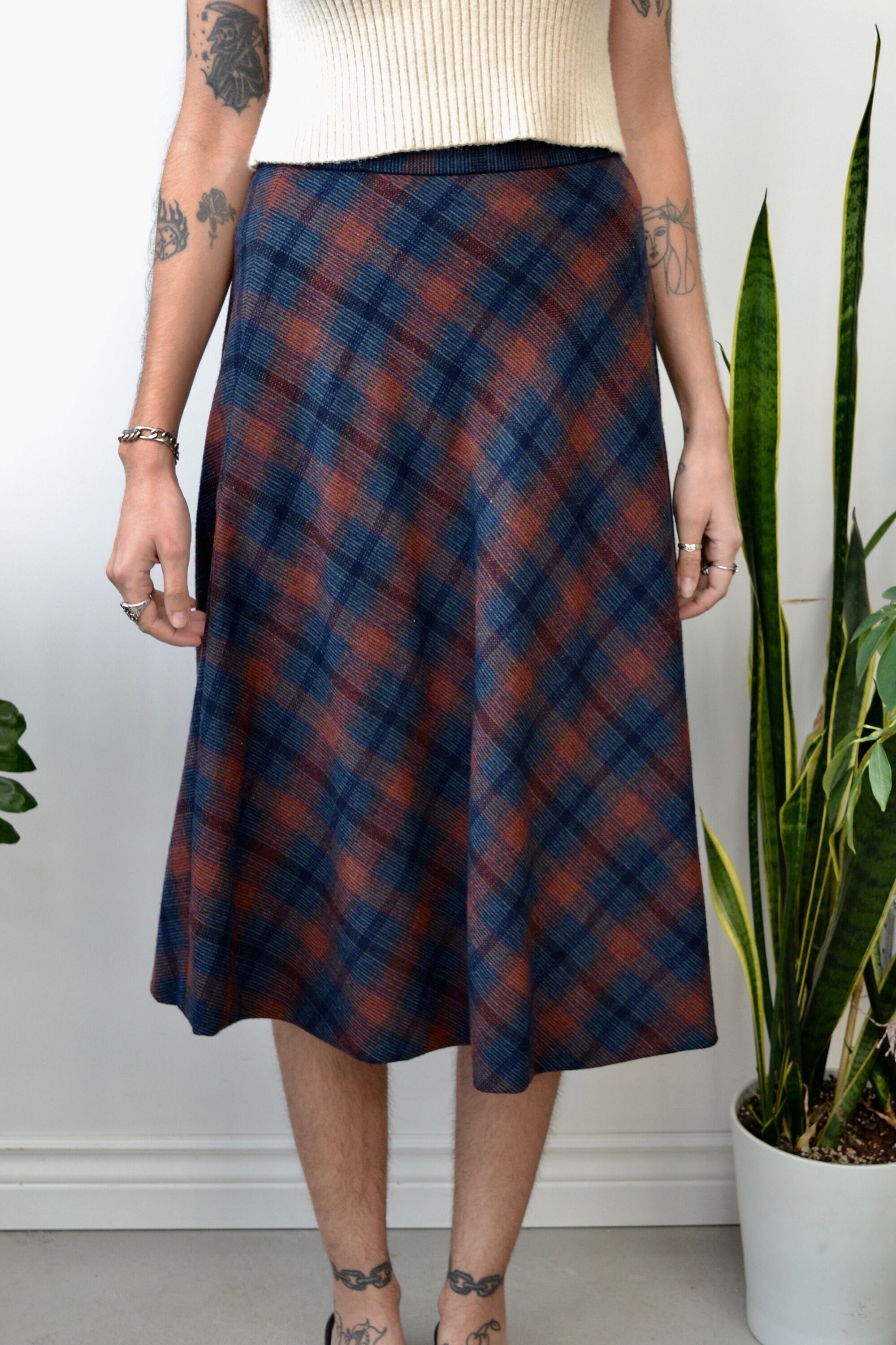 Plaid midi skirt 48 online