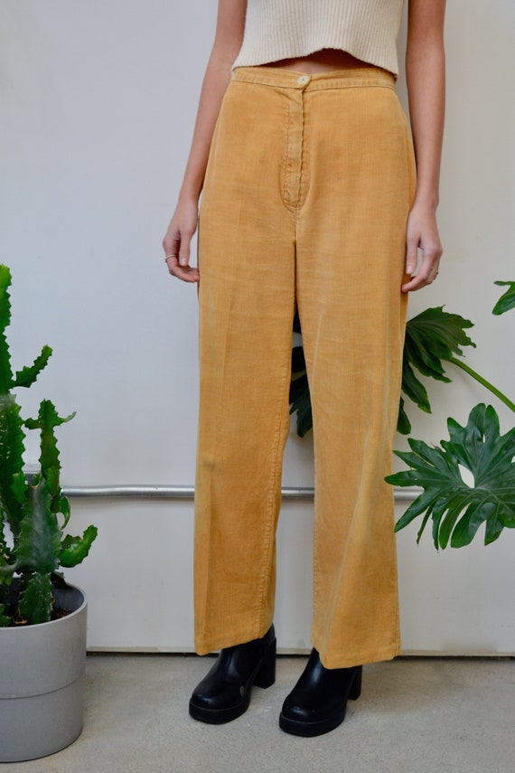 Seventies "Galliano" Caramel Corduroy Flares - image 1