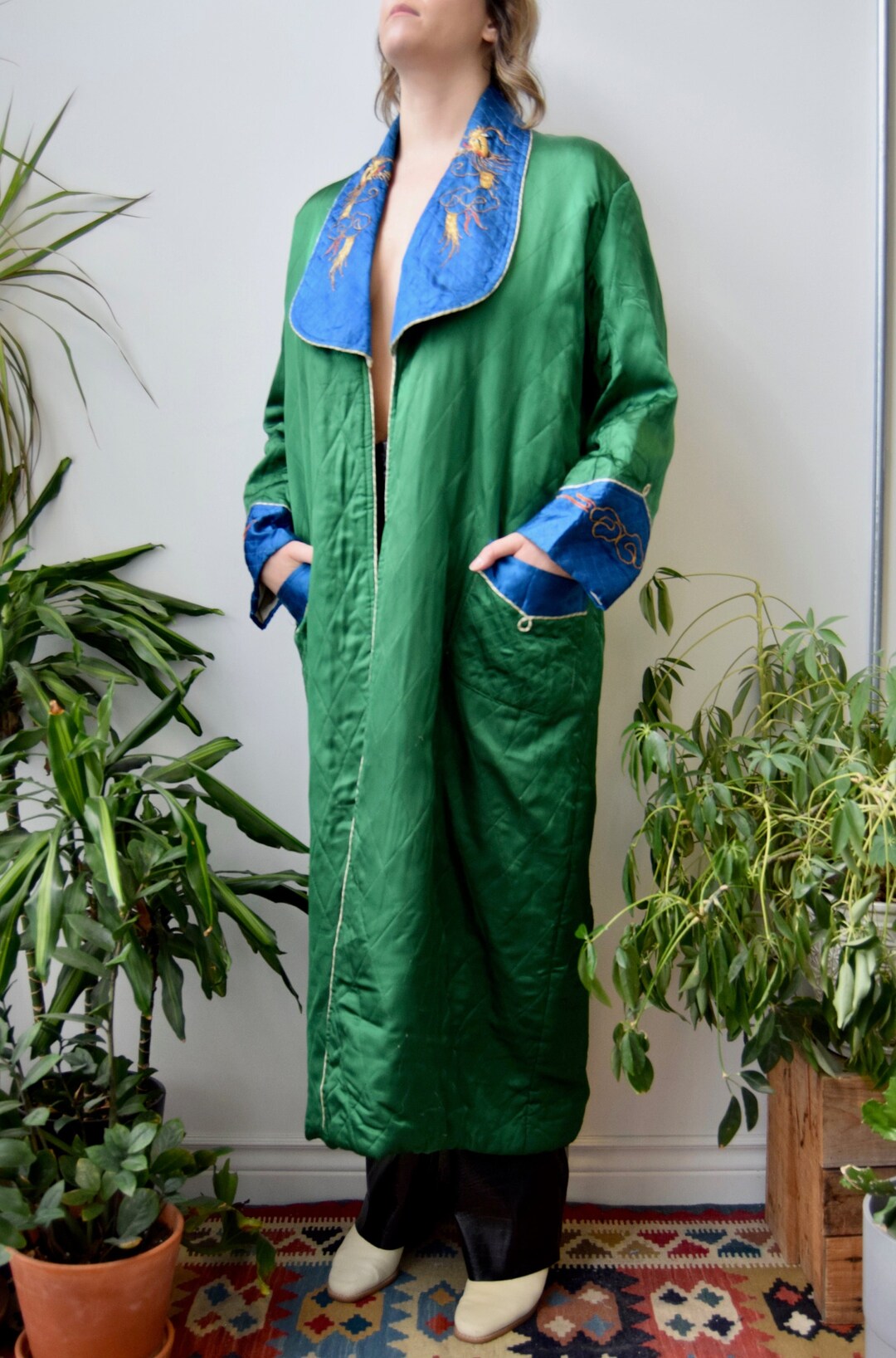 Vintage Quilted Satin Robe Etsy