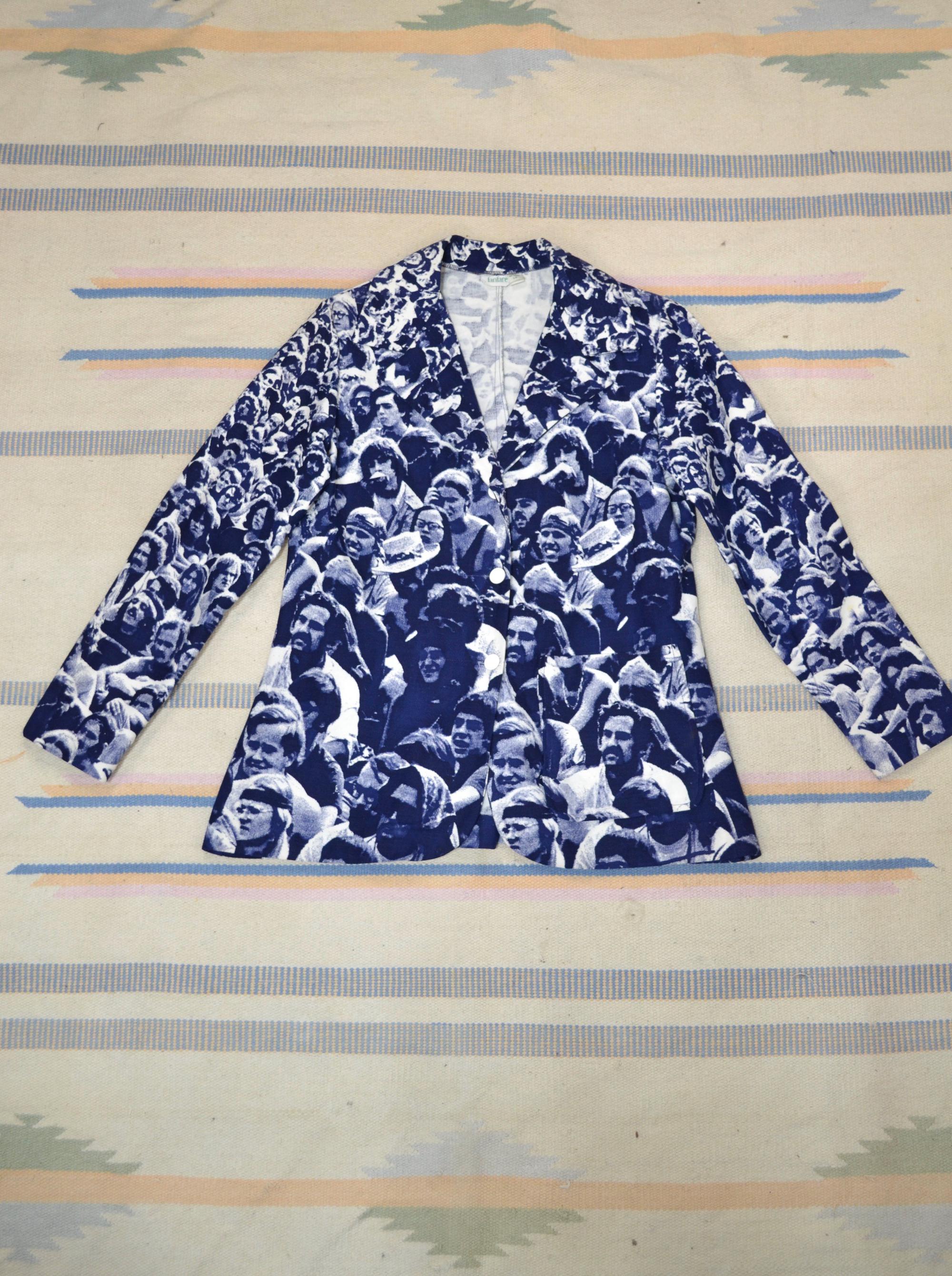 Super Rare 60s/70s Woodstock Crowd Photo Allover Print Blazer - Etsy