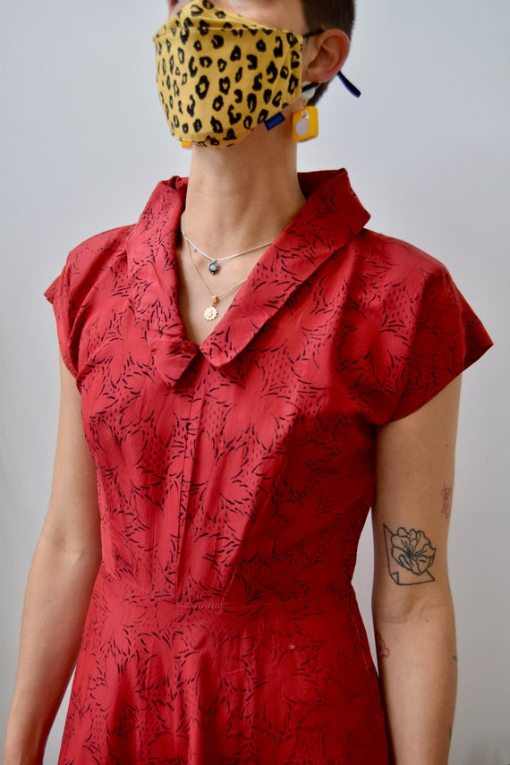 Vintage 1950s Cherry Flocked Dress - image 2