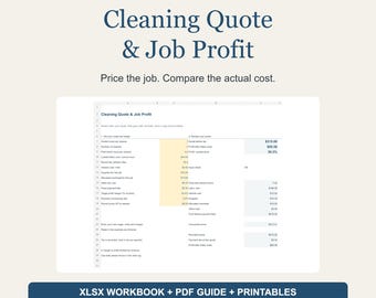 Cleaning Business Price Calculator and Job Profit Spreadsheet, Quote Template for Excel with Example