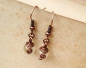Steampunk copper citrine earrings