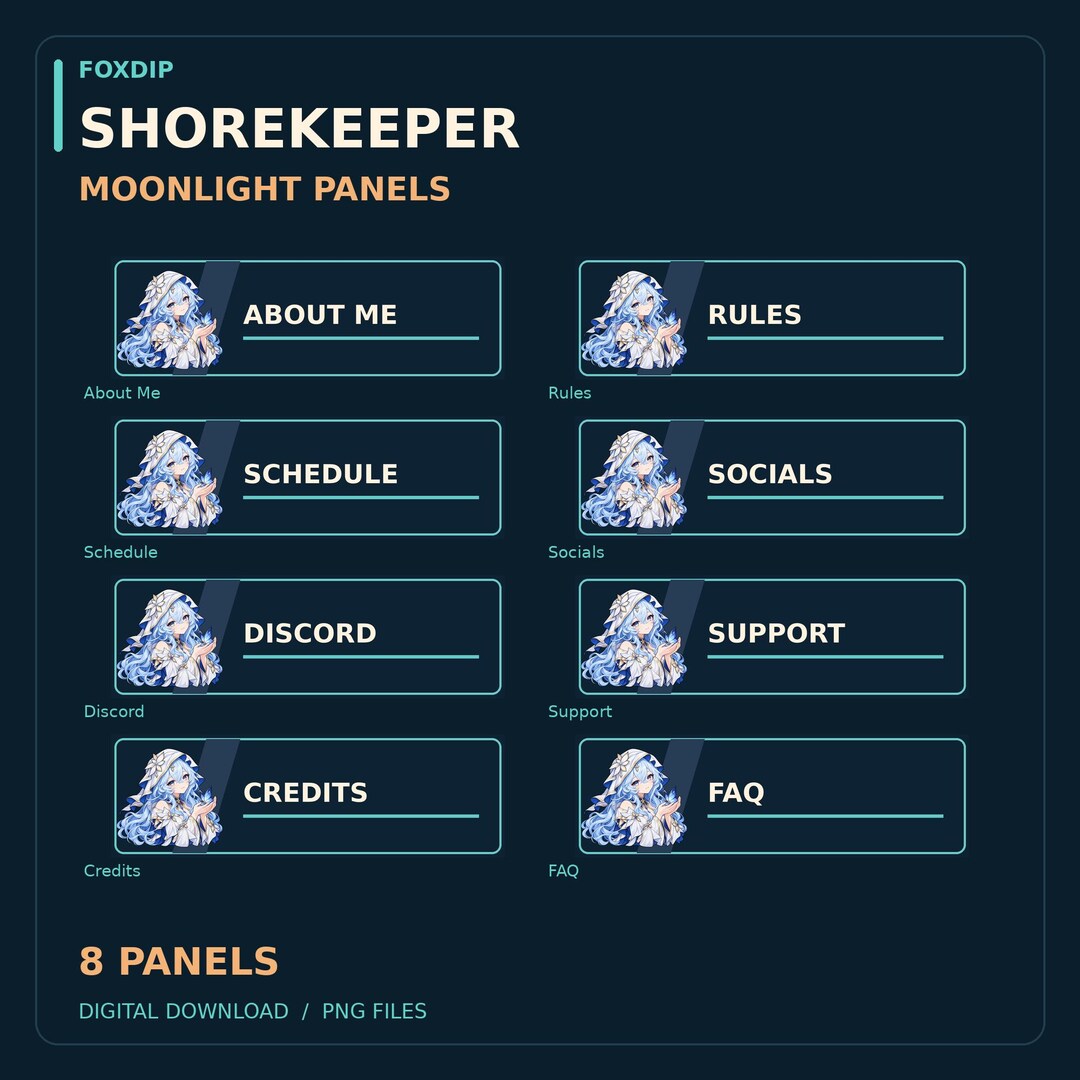 Shorekeeper Guide Shorekeeper Moonlight Panels 8 Twitch Panels - Etsy UK