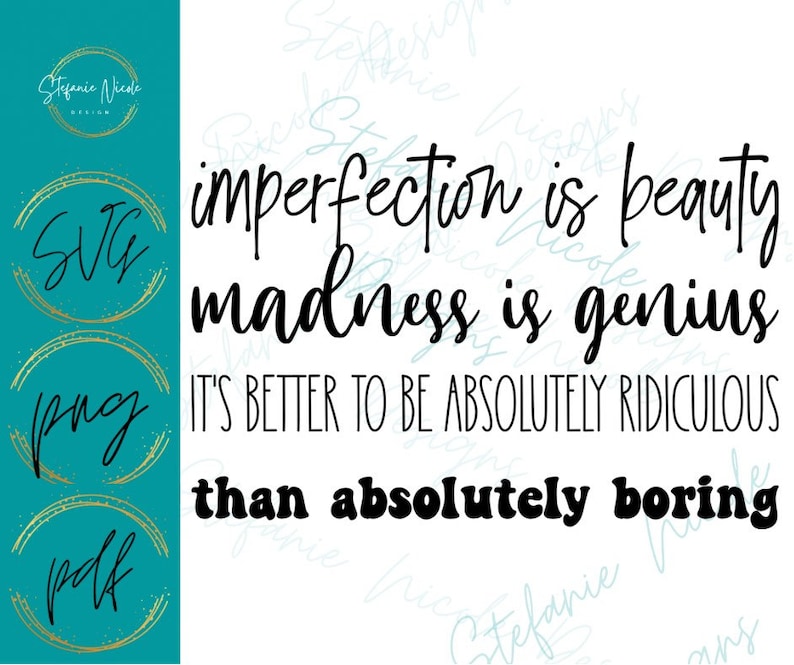 Imperfection is Beauty SVG PNG PDF Marilyn Monroe Saying Digital Download Etsy
