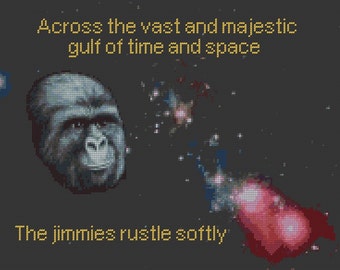 SALE rustle my jimmies cross stitch pattern across the cosmos jimmies rustle softly