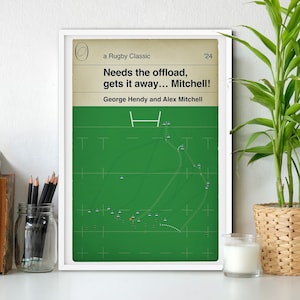 Essai gagnant d'Alex Mitchell - Northampton Saints 25 Bath 21 - George Hendy Run - Finale Premiership 2024 - Cadeau poster de rugby - Différentes tailles