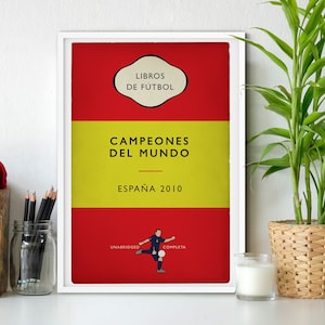 España - Spain - Campeones del Mundo - World Champions 2010 - Andrés Iniesta - Flag Book Cover Poster - Regalo de fútbol (Various Sizes)