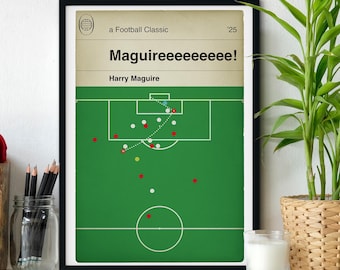 Harry Maguire Winner - Manchester United 5 Lyon 4 - Europa League QF 2025 - Classic Goal Book Cover Print - Football Gift (Various Sizes)