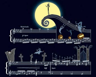 Tema de Pesadilla antes de Navidad - Danny Elfman - El lamento de Jack - Póster de clásicos del cine - Tim Burton - Banda sonora (varios tamaños)