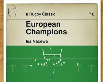 Leinster winning kick v Racing 92 - European Cup Final 2018 - Isa Nacewa - Rugby Book Cover Poster - Rugby Gift (Various Sizes)