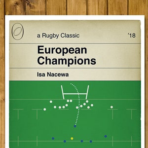 Leinster winning kick v Racing 92 - European Cup Final 2018 - Isa Nacewa - Rugby Book Cover Poster - Rugby Gift (Various Sizes)
