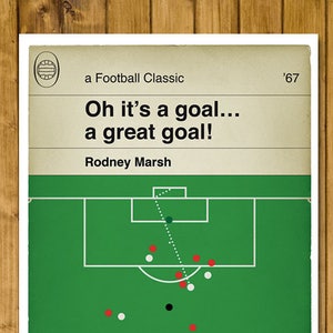 Gol del Queens Park Rangers contro il West Brom - Rodney Marsh - Finale della Coppa di Lega del 1967 - Poster di copertina di un libro classico - Regalo di calcio (varie dimensioni)