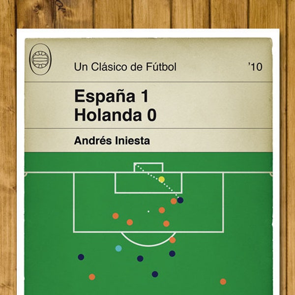 Andrés Iniesta winning goal v Holland 2010 - España 1 Holanda 0 - Spain - Campeones del mundo - Book Cover Poster (Various Sizes)