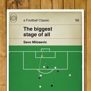 Gol del Aston Villa contra el Leeds United en la final de la Copa de la Liga de 1996 - Savo Milosevic - Póster clásico de portada de libro - Regalo de fútbol (varios tamaños)