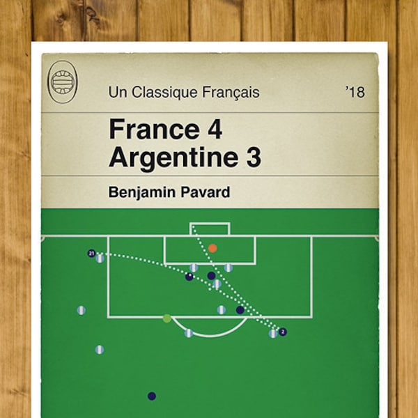Benjamin Pavard Goal - France 4 Argentine 3 - Champions du monde de France - Cadeau pour fan de football - Livre classique (Various Sizes)