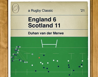 Rugby Poster - Scotland Try - Duhan van der Merwe - England 6 Scotland 11 - Six Nations 2021 - Book Cover Poster (Various Sizes)