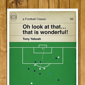 Football Print - Classic Book Cover Poster - Tony Yeboah goal for Leeds v Wimbledon in 1995 - Various Sizes