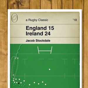 England 15 Ireland 24 Jacob Stockdale Try Ireland Grand Glam 2018 Six Nations 2018 Rugby Book Cover Poster Various Sizes Available image 1