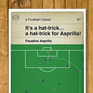 Tino Asprilla Hat-Trick Goal - Newcastle United 3 Barcelona 2 - Champions League 1997 - Football Book Cover Print - Various Sizes