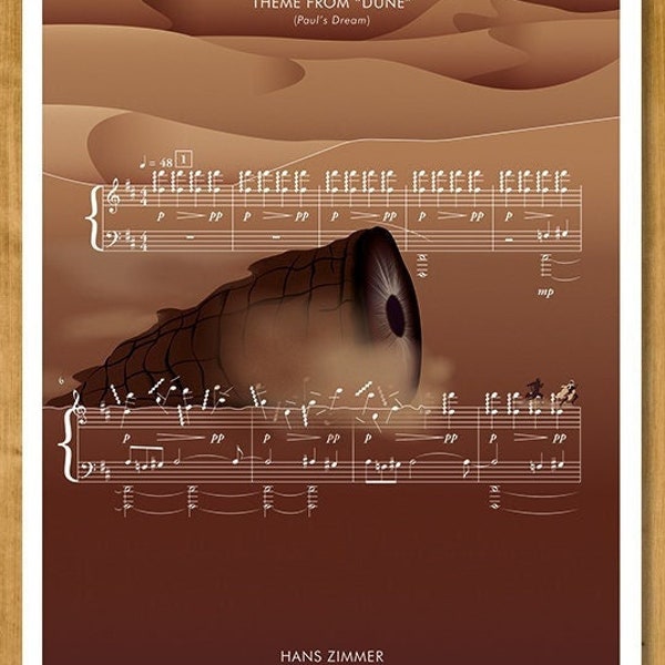 Thema aus Dune - ‘Paul’s Dream’ von Hans Zimmer - SandWorm - Filmklassiker Poster - Soundtrack Druck - Notenkunst (Verschiedene Größen)