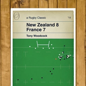 New Zealand 8 France 7 - Tony Woodcock Try - World Cup Final 2011 - Rugby Print - All Blacks Try - Book Cover Poster (Various Sizes)