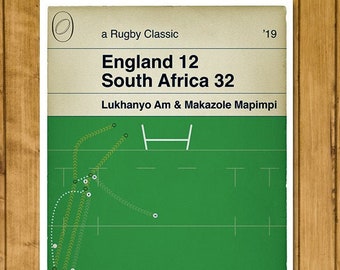 South Africa 32 England 12 - Makazole Mapimpi Try - Rugby Print - World Cup Final 2019 - Classic Book Cover Poster (Various Sizes)