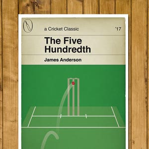 Cricket Print - Classic Book Cover Poster - James Anderson - 500th Test Wicket - England v West Indies 2017 - Cricket Gift (Various Sizes)