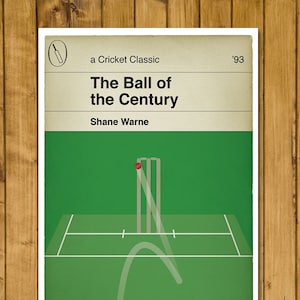 Cricket Print - Classic Book Cover Poster - Shane Warne - The Ball of the Century - Gatting Ball - England v Australia 1993 (Various Sizes)