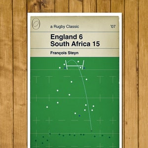 Póster de rugby: Sudáfrica 15 - Inglaterra 6 - Francois Steyn Kick - Final del Mundial 2007 - Póster clásico (varios tamaños)