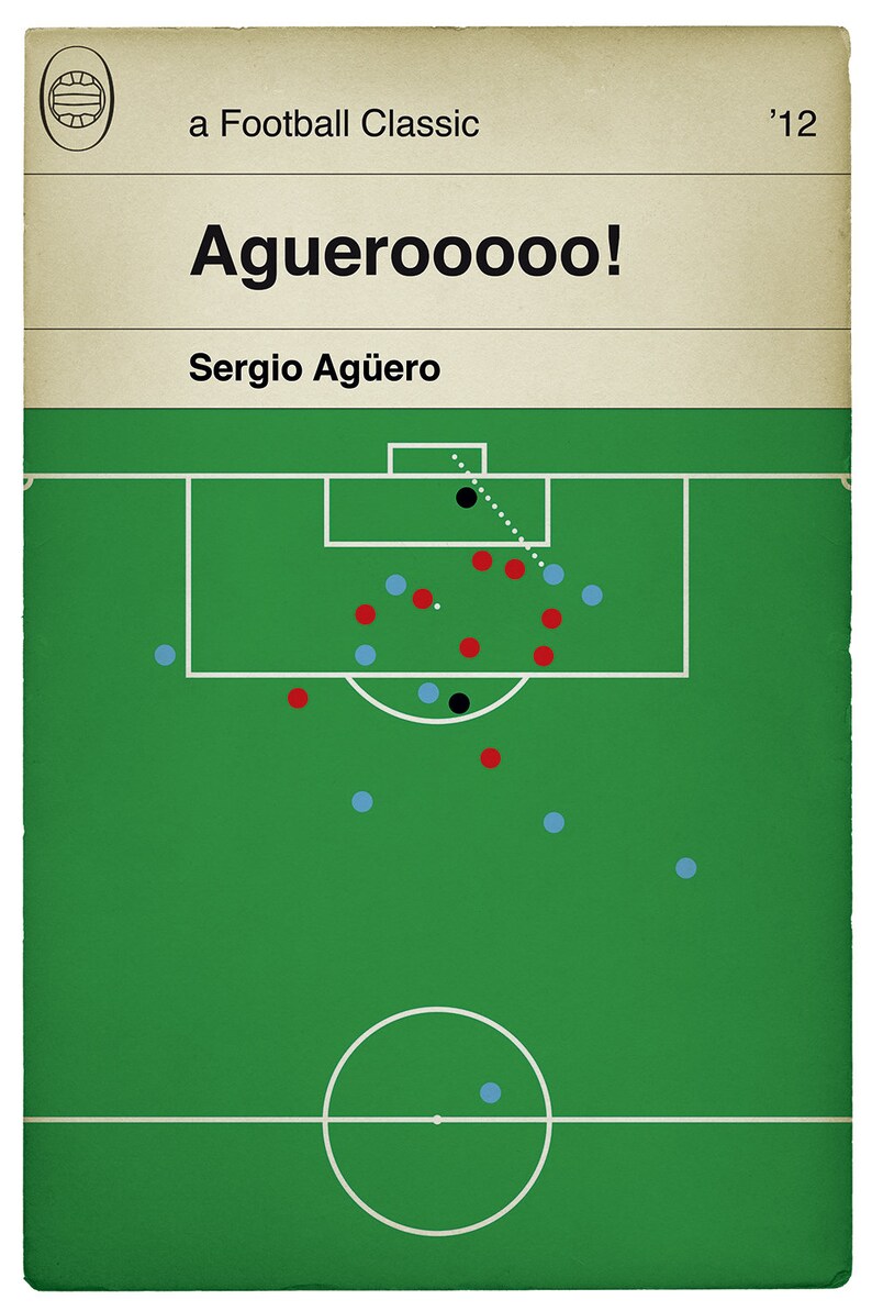 Manchester City goal v QPR Sergio Aguero Poster Classic | Etsy