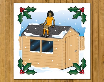 Father Ted Christmas Card - Ruud Gullit sitting on a shed - Father Dougal McGuire - Alternative Christmas Card (125mm Square)