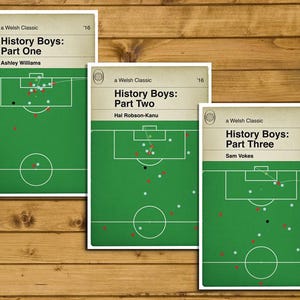 Impressions football - Les 3 buts du Pays de Galles contre la Belgique - Quart de finale 2016 - Posters ou cartes postales classiques de couverture de livre - Lot de 3 (différentes tailles)