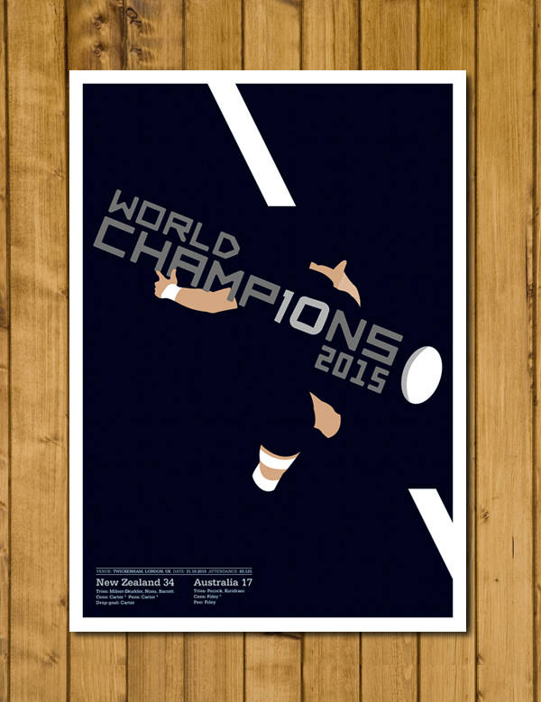 New Zealand Rugby - World Champions 2015 Poster - Dan Carter Drop