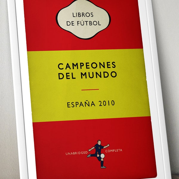 España - Spain - Campeones del Mundo - World Champions 2010 - Andrés Iniesta - Flag Book Cover Poster - Regalo de fútbol (Various Sizes)