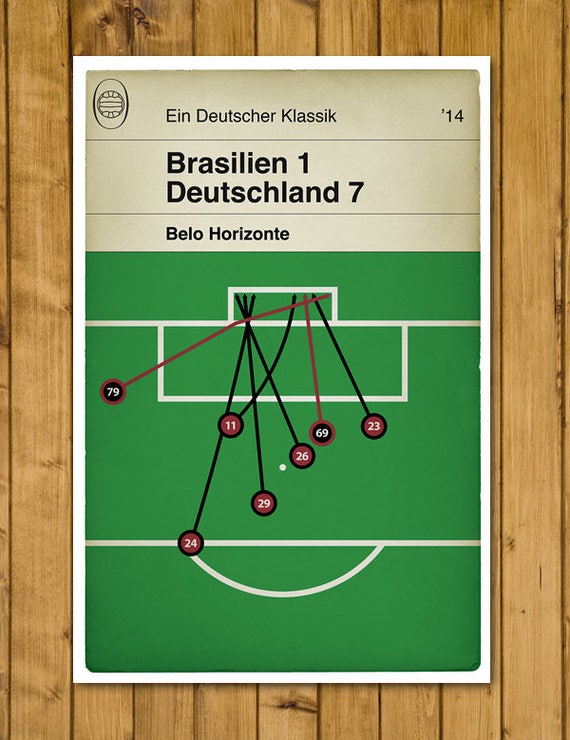 Brasilien 1 Deutschland 7 - Germany 7 Brazil 1 - All Goals - World Cup 2014 - Classic Book Cover - Football Poster (Various sizes)