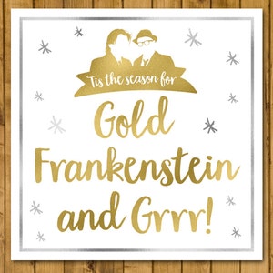 Frankenstein e Grrr d'oro - Rik Mayall e Adrian Edmondson - Classico della commedia britannica - In basso - Biglietto di Natale alternativo (125 mm quadrato)