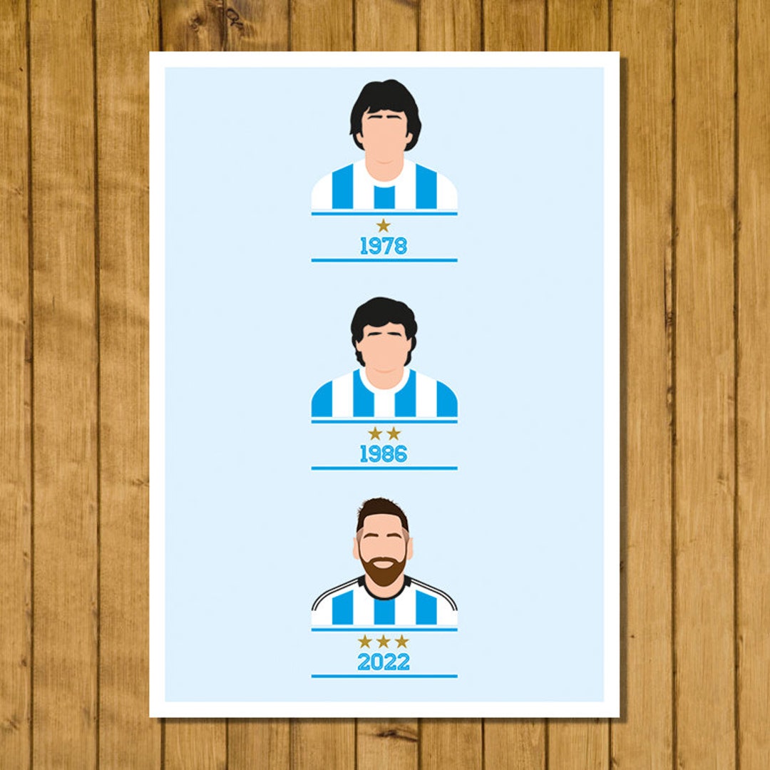 Argentina 3 X World Champions Poster: Passarella, Maradona and